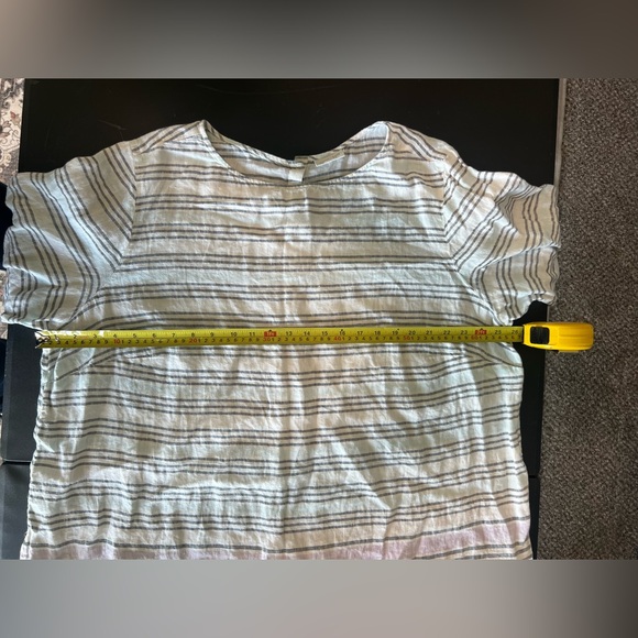 J.Jill Love Linen Striped Long Sleeve Boxy Blouse White Blue Lilac Size XL - Picture 8 of 9